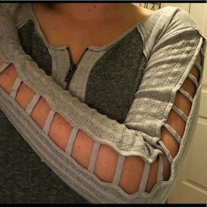 Gilded intent ladder sleeve top